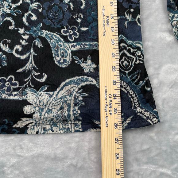 Vintage Worthington Top Womens Large Mesh Babydoll Paisley Y2K Faux Wrap - Picture 8 of 15